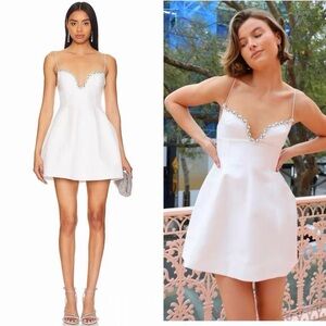 Acler White Mini Dress with Embellished Neckline